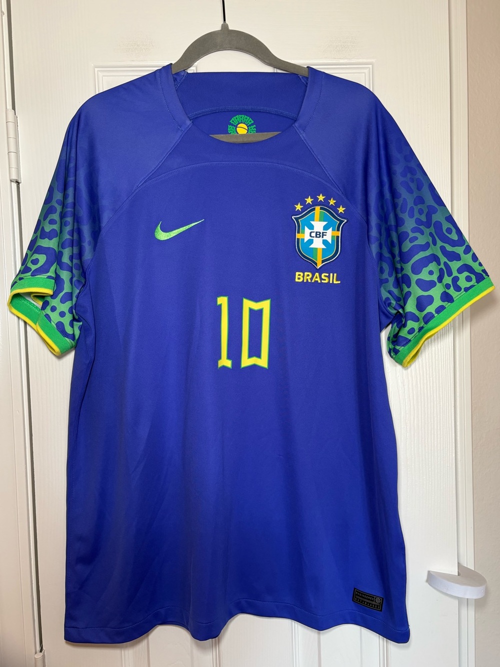 Nike Brazil Neymar Jr #10 2022 World Cup Away Soccer Jersey XL
